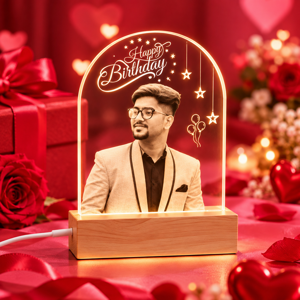 Personalized LED Acrylic Photo Lamp birthday design