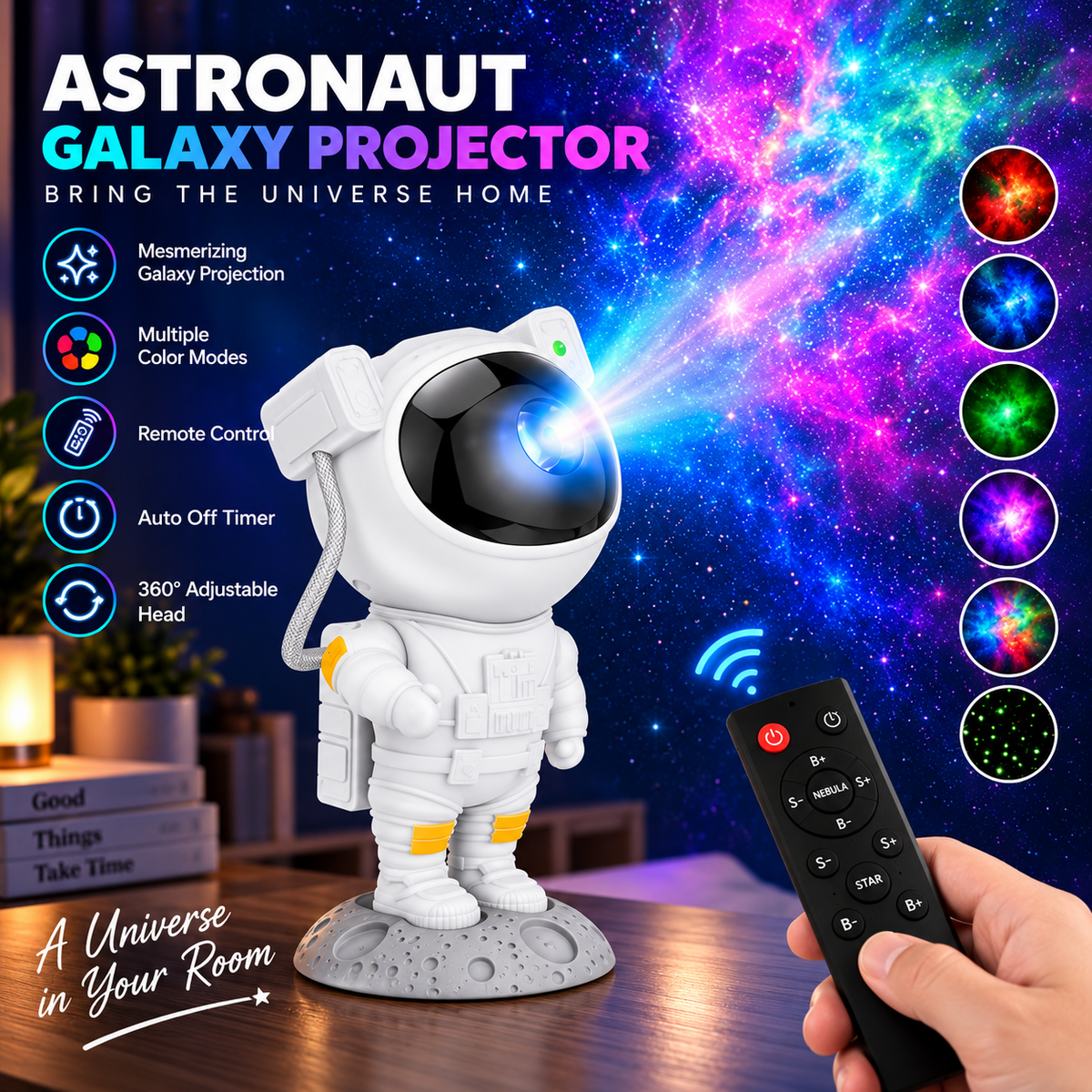 Astronaut Galaxy Projector features and remote control showcase