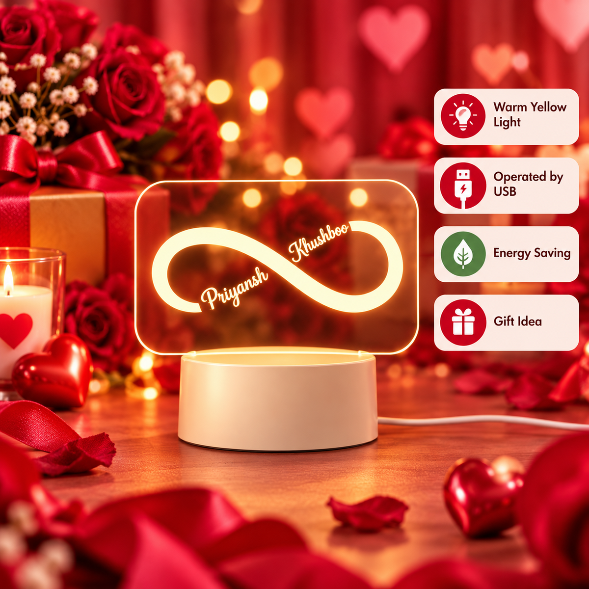 Personalized Infinity LED Name Lamp – product features