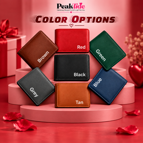 Custom engraved faux leather wallet color options