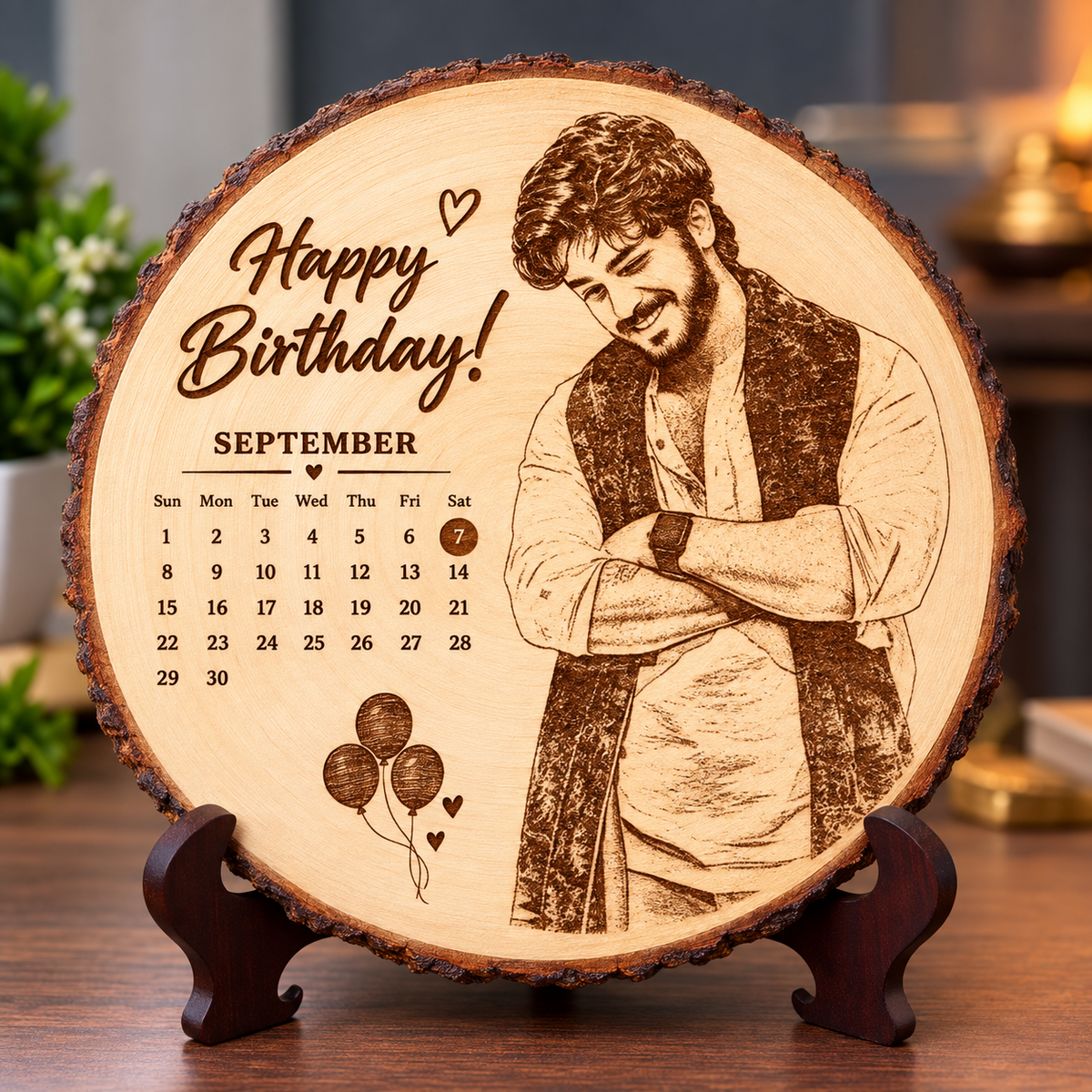 Customised Natural Wood Photo Frame - personalised birthday engraving