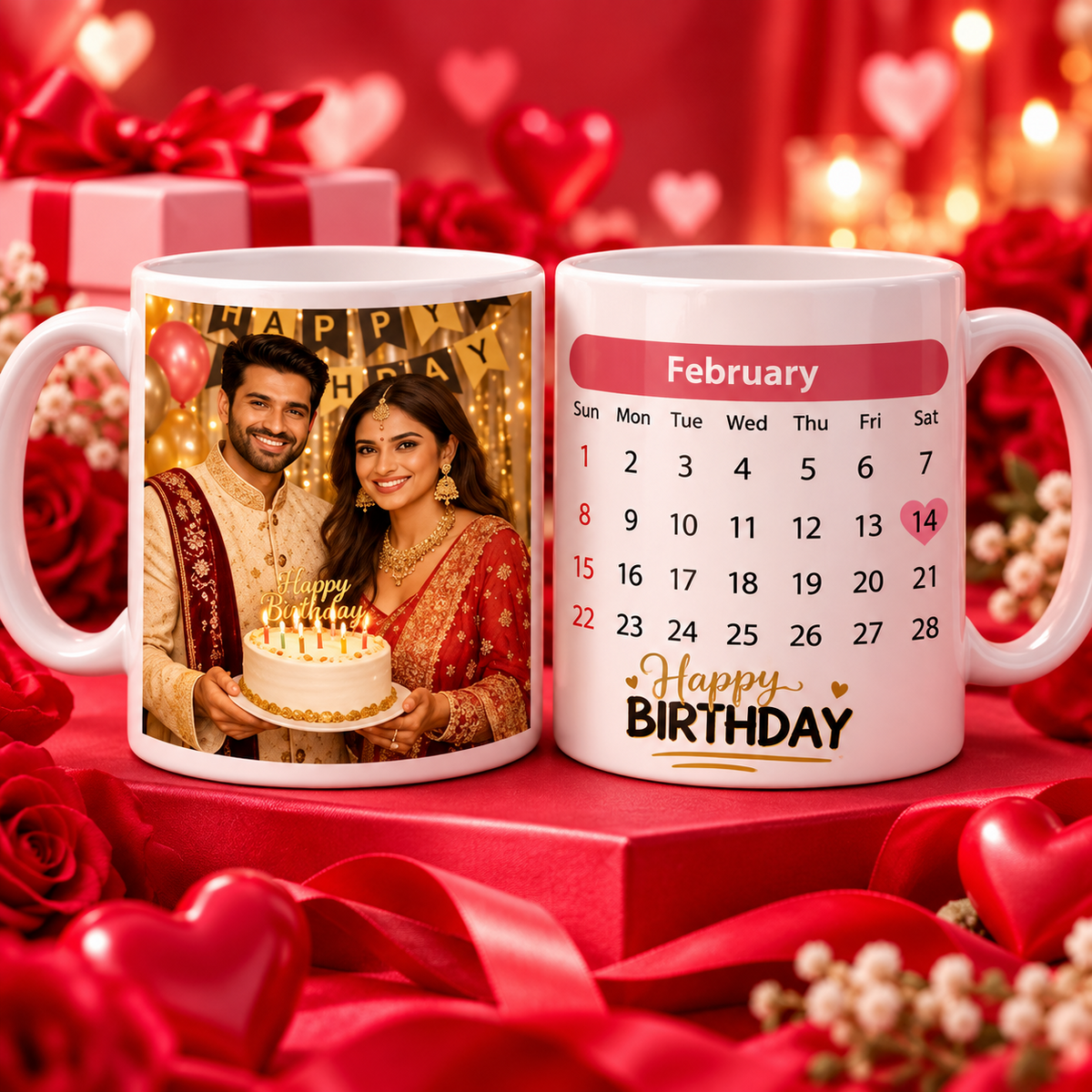 Personalized birthday photo mug – product showcase