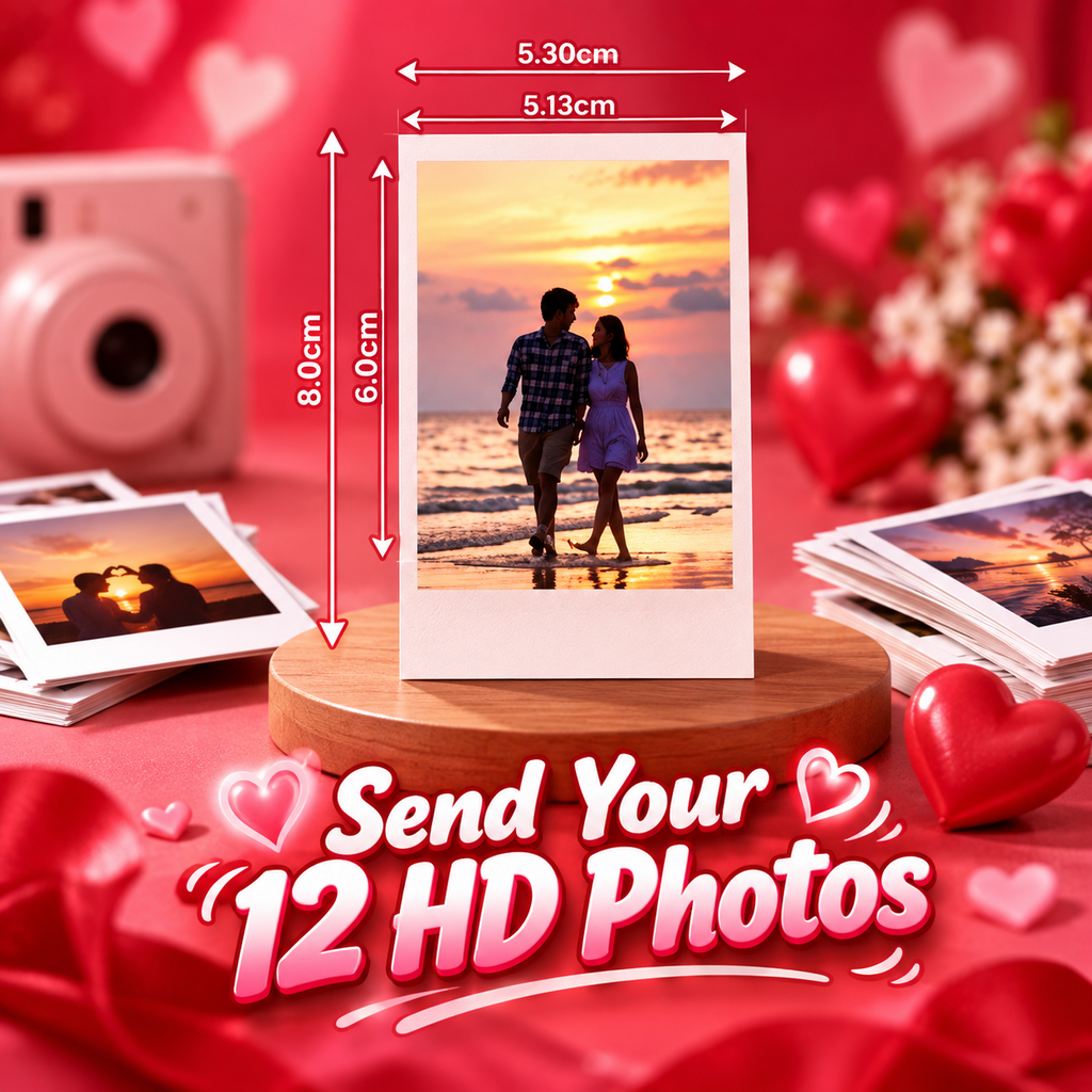 Customized Photo Gift – 12 Mini Photo Prints with String Lights & Clips