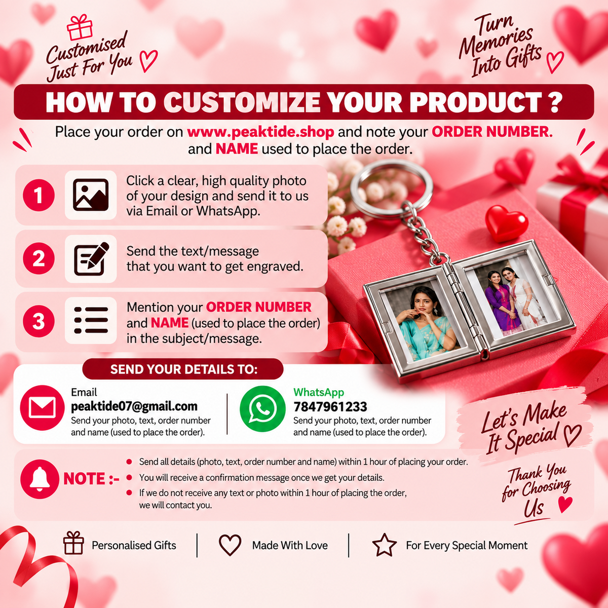 Mini Photo Keychain customization instructions
