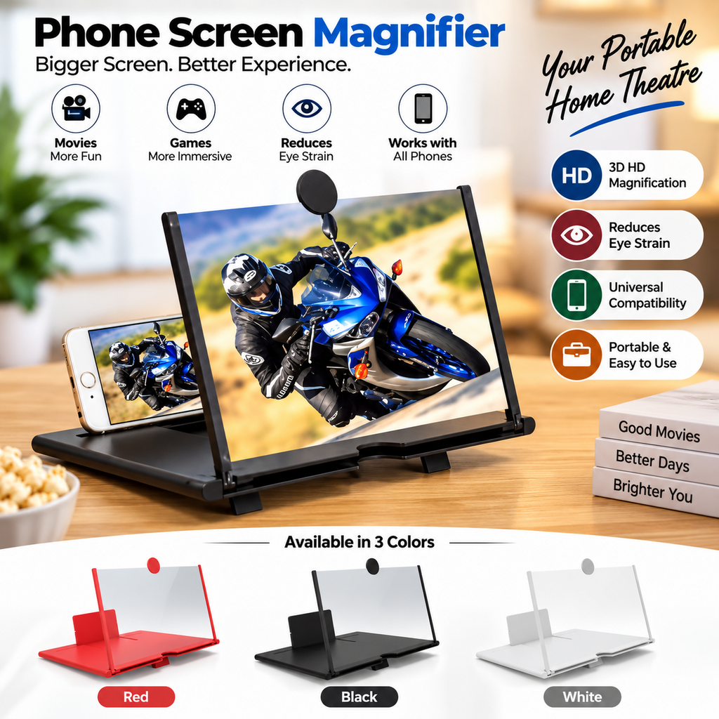 Mobile phone screen amplifier with motorcycle video demonstration