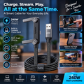 PeakTide 240W fast charging cable with foldable phone stand and key benefits