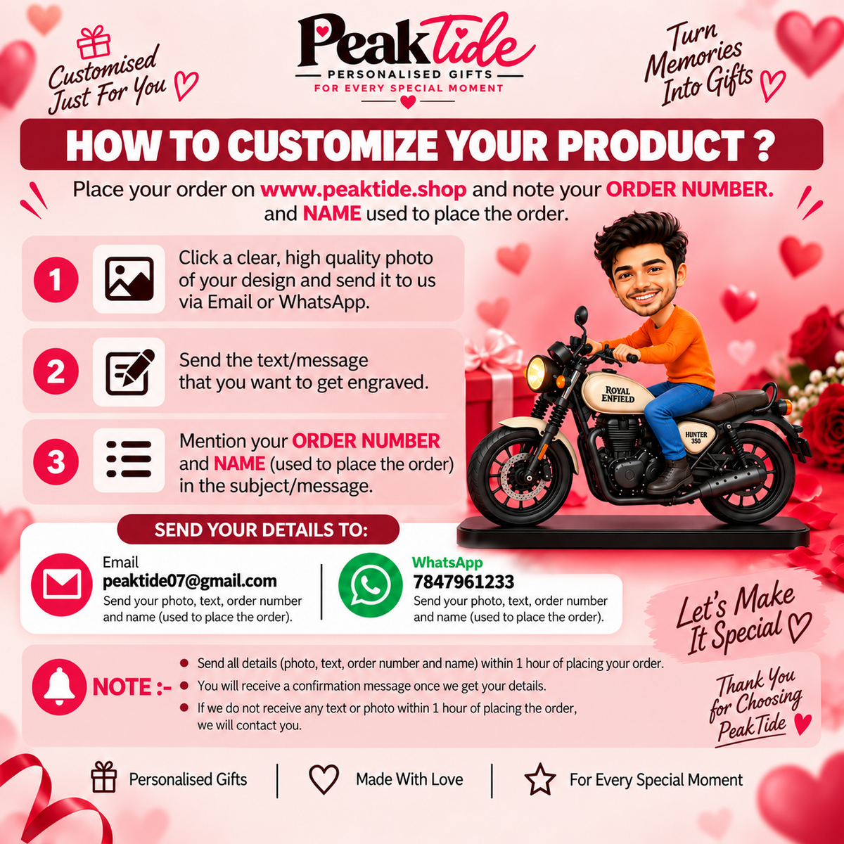 Personalised product customisation instructions