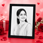 Personalised pencil sketch photo frame portrait example
