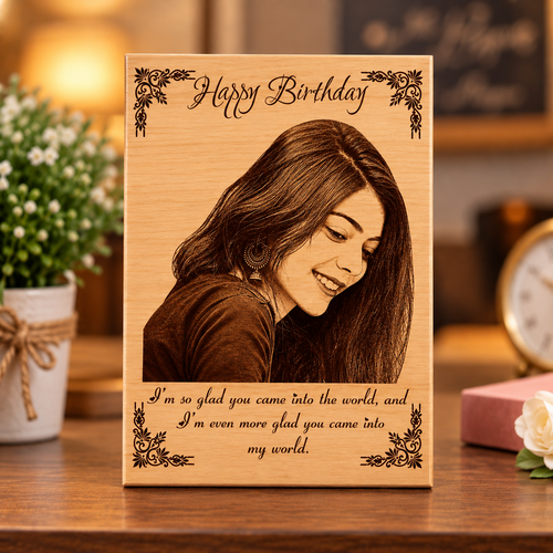 Personalized engraved wooden photo frame birthday gift
