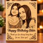 Personalized engraved wooden photo frame sister gift