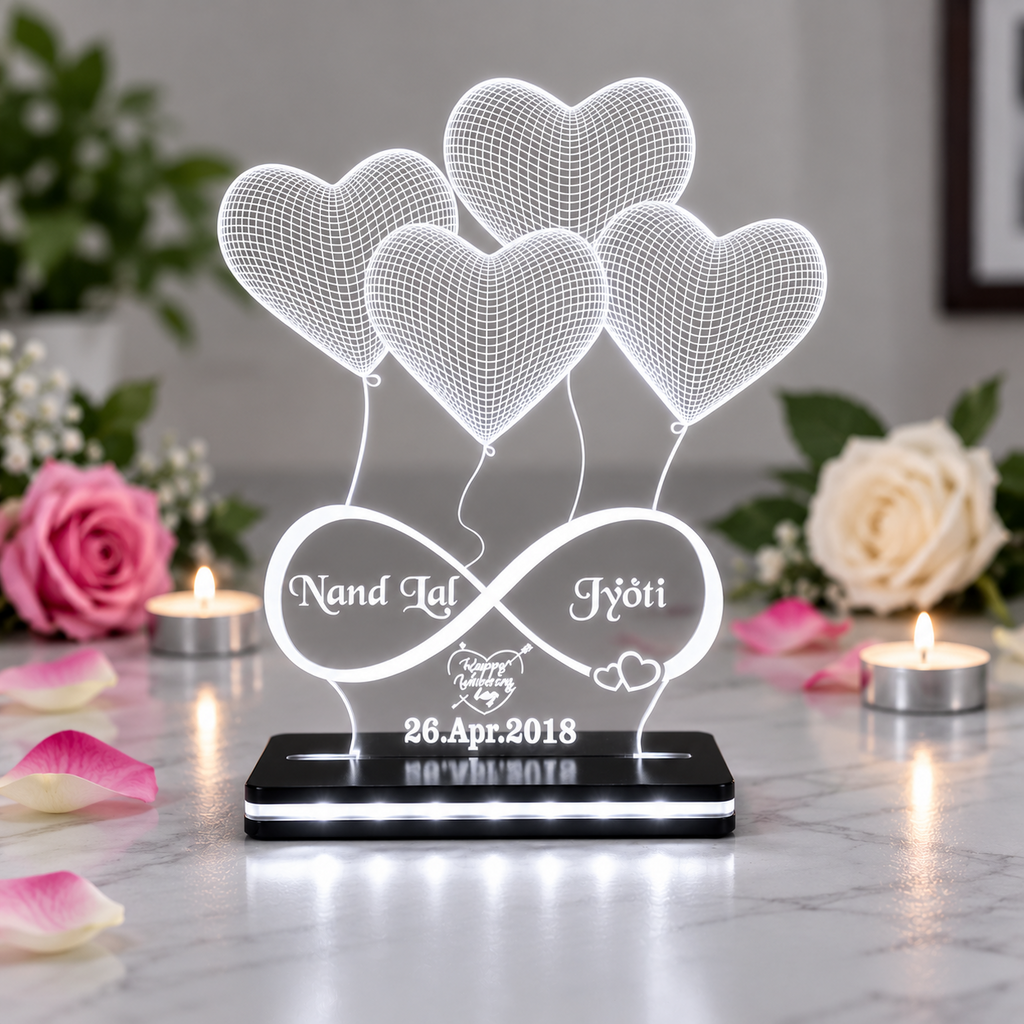 Personalized 3D Illusion LED Lamp with custom name and date