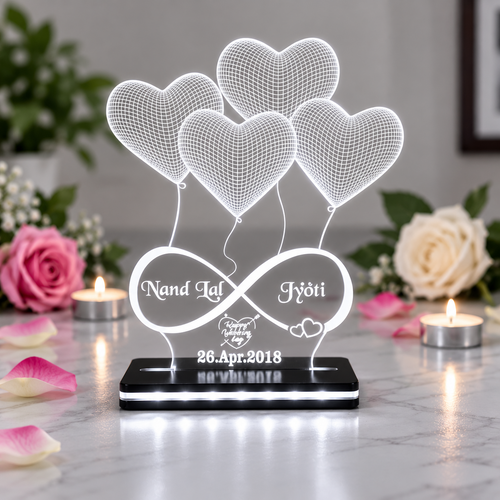 Personalized 3D Illusion LED Lamp with custom name and date