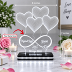 Personalized LED lamp showing 6 by 7 inch dimensions