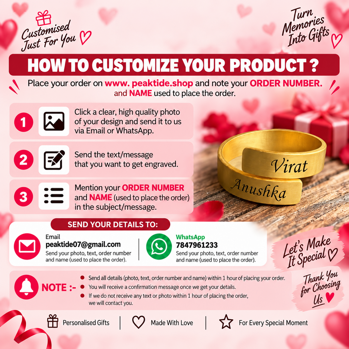 How to customize Personalized Two Name Ring