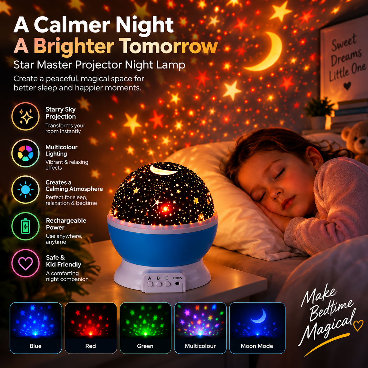 Star Master Projector Night Lamp compact size and product details